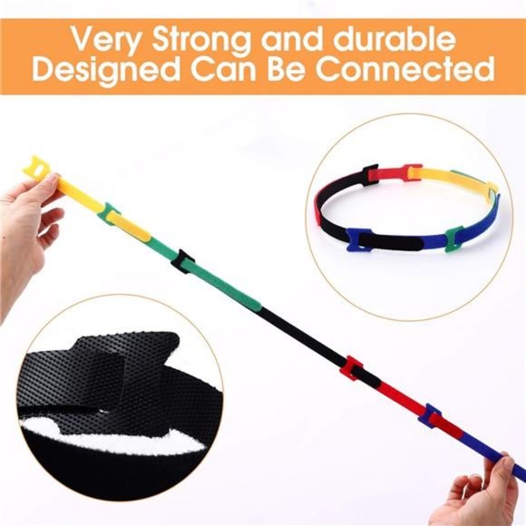 80 pcs Reusable Fastening Cable Ties 3 Sizes 6/8/10 inch Adjustable Cord Ties - Picture 7 of 8
